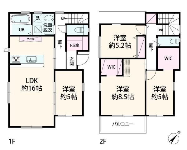 横浜市港北区岸根町の新築一戸建の間取り