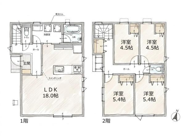 横浜市保土ケ谷区上菅田町の新築一戸建の間取り