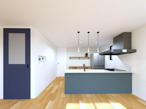 横浜市保土ケ谷区上菅田町の新築一戸建の完成予想図|ダイニングキッチンイメージパース