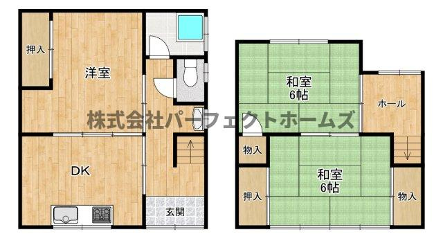 楠葉中町テラスハウス　賃貸の間取り