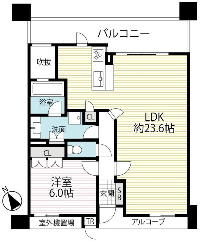◆琵琶湖眺望可能◆リビング広々２３帖以上の１ＬＤＫ◆ペット飼育可能◆ネバーランド大津ＧＲＡＮＢＡＹの間取り