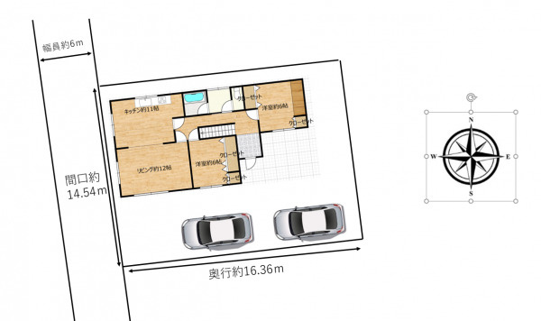 網走市駒場南１丁目4－28戸建の区画図