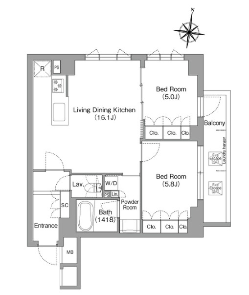 ミレーネ神戸住吉本町の間取り