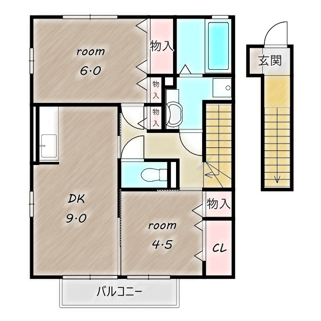 クロワール　Ⅱの間取り|高崎、前橋のお部屋探しはエンドスケープまで！お客様の理想お聞かせ下さい♪