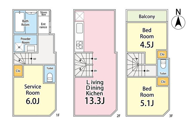 ＜LIBERi リーベリー＞北区滝野川3丁目　アクセス便利　新築戸建限定1棟の間取り|2LDK+S　建物面積 70.30ｍ2　建物価格 1,870万円