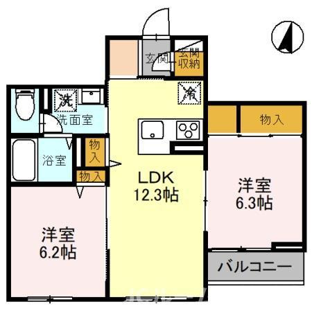 柏崎市松美１丁目のアパートの間取り