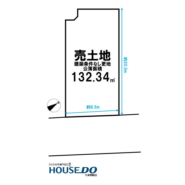 売土地　大東市三箇３丁目C号地（建築条件なし更地）の土地図|敷地・間取り図面は略図につき現況を優先致します。