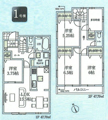 あきる野市野辺　新築戸建全1棟の区画図