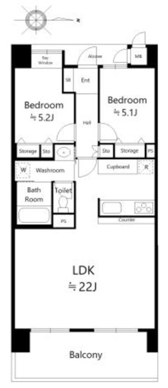 【間取り】 | プレスタ杭全 | 室内全面リフォーム済み☆食洗機・バス追炊機能・浴室乾燥機・モニターホン完備☆キッチンカップボード付き♪現況リビング広々2LDK♪3LDKへの間取変更も可能です！アウトポール設計でスッキリとした住空間♪