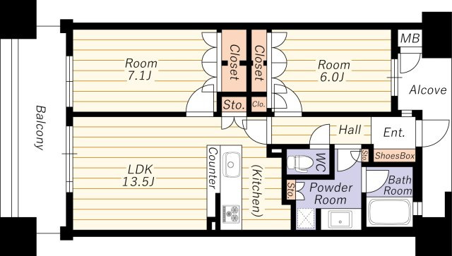 【間取り】 | ネバーランド神崎川 | 南向き・令和８年２月室内リフォーム完了予定・全居室６帖以上確保＆収納有・ペット飼育可