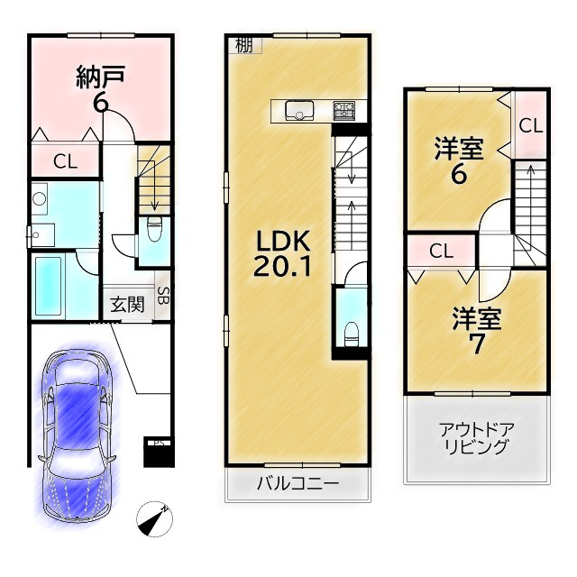 上京区上天神町 新築戸建の間取り