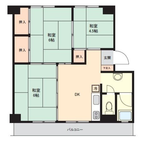 【間取り】 | 新北野コーポＢ棟 | オーナーチェンジ物件