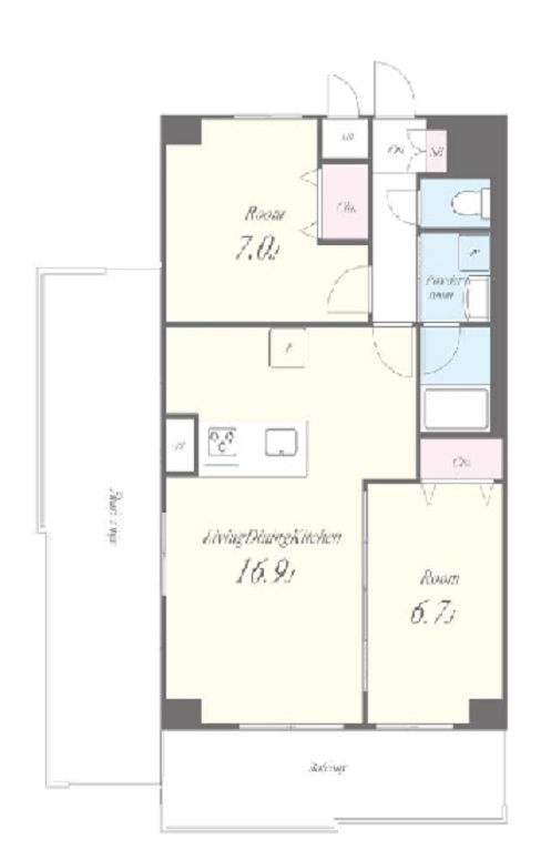 シルベーヌ池上の間取り|間取り　最上階角部屋カウンターキッチンの2LDKルーフバルコニー付
