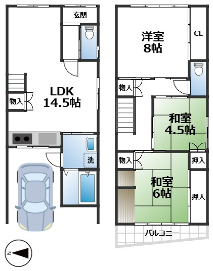 紫野上柏野町 中古戸建の間取り