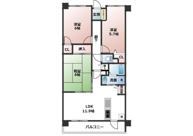 【間取り】 | グランプレステージ明石魚住 | 3LDKです。