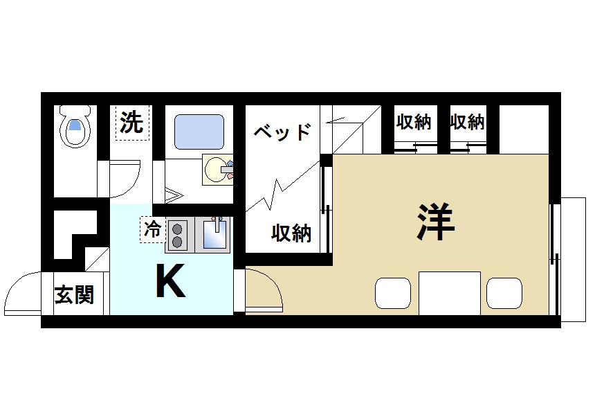 レオパレスＢｏｎｎｅ　ｊｏｕｒｎｅｅの間取り|ワンルームの間取りです。