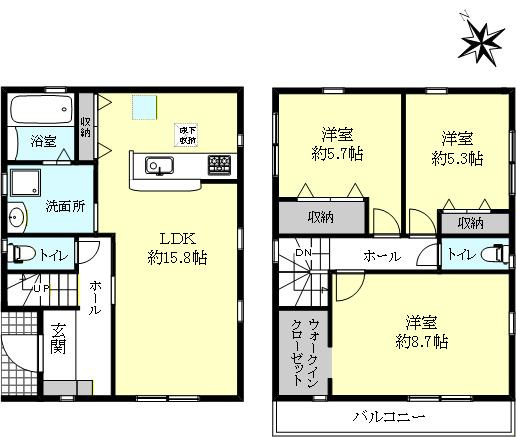 明石市貴崎4丁目新築戸建　2号棟の間取り
