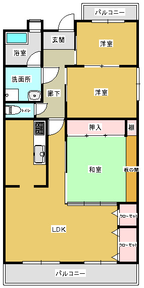 グランドハイツ中井中央B棟の間取り