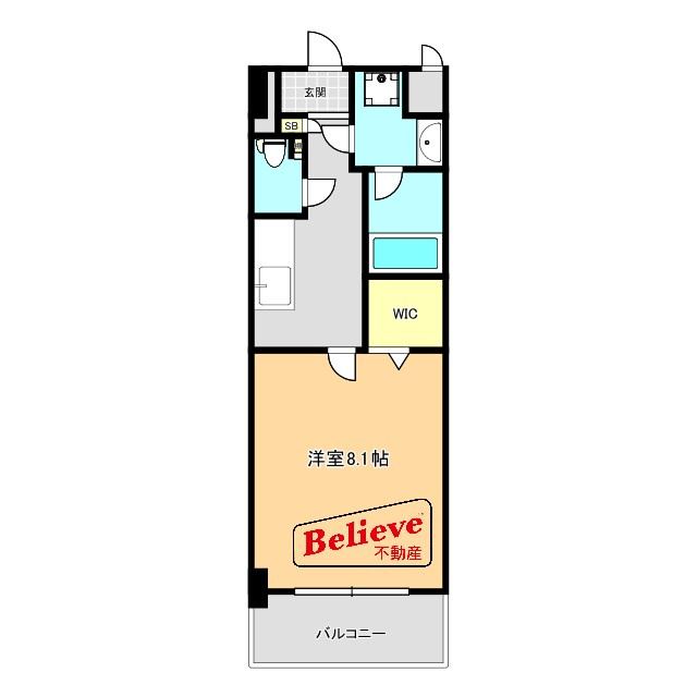 久留米市東櫛原町の賃貸マンションの間取り|使い勝手の良い間取りです♪
