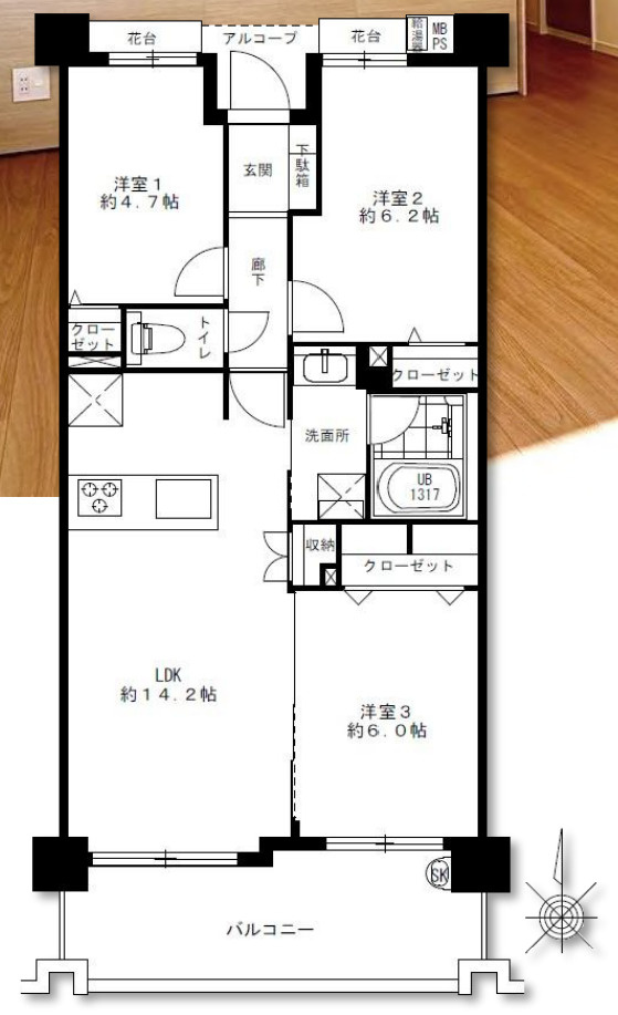 矢向第3ダイヤモンドマンション【仲介手数料無料】の間取り