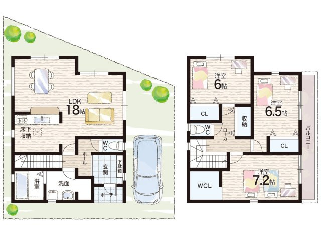 堺市東区西野　第5期　新築一戸建ての間取り|1号地