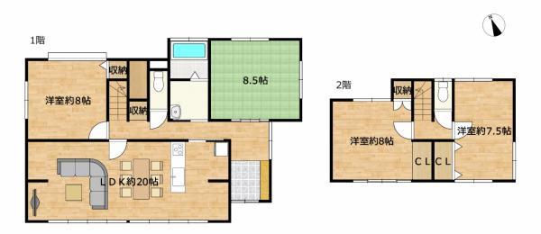 売中古戸建　富士市伝法の間取り