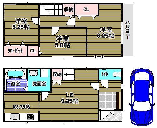 南余部貸家の間取り