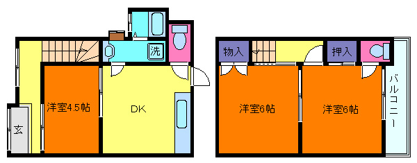 大内通1丁目貸家の間取り