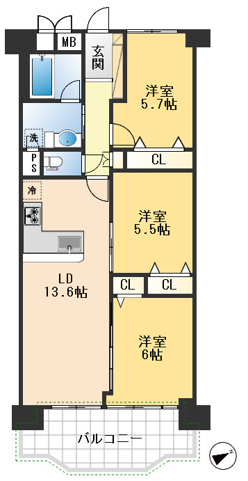 千里山サニーハイツの間取り