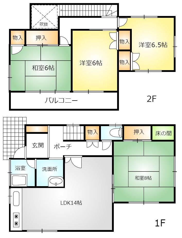 駐車場１台可能、庭付き、閑静な住宅地の間取り