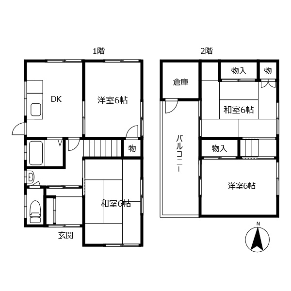 北田宮2丁目5-18　借家の間取り