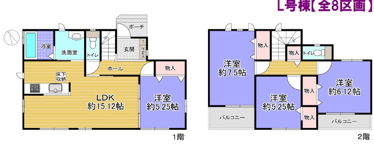 三木市岩宮　L号棟の間取り