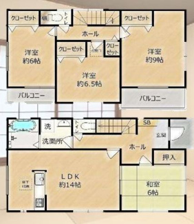 【間取り】 | 藤沢市石川5丁目 中古戸建 | 南東向き　2階建て　4LDK　全居室南東向き　全居室６帖以上　全居室収納付き　客間
