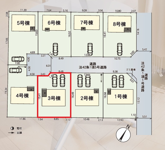 Cradlegarden　 常陸大宮市姥賀町　第3　3の区画図|並列駐車可能なカースペース確保。気になる他の物件と合わせての現地ご案内も可能です。HPから、またお電話でも、お気軽にお問い合わせください。

