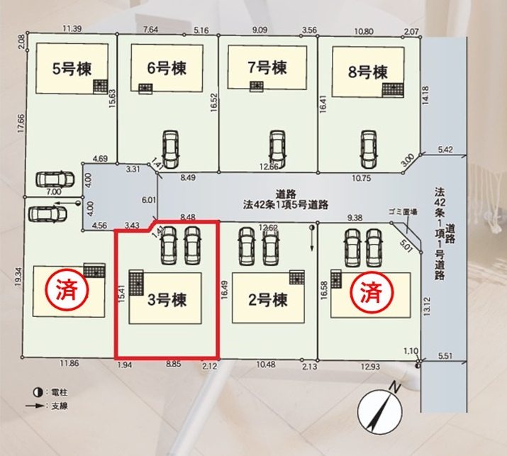 Cradlegarden　 常陸大宮市姥賀町　第3　3の区画図|並列駐車可能なカースペース確保。気になる他の物件と合わせての現地ご案内も可能です。HPから、またお電話でも、お気軽にお問い合わせください。

