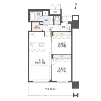 【間取り】 | MJR堺筋本町タワー | 【間取り】15階・南住戸☆約1.3帖の納戸・物入等有りで収納充実◎