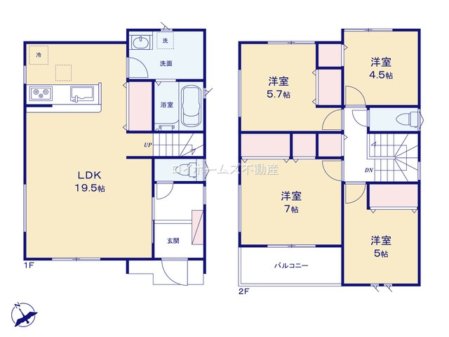 【間取り】 | 小牧市藤島１丁目141『仲介料無料』新築戸建て | 2号棟