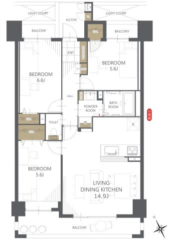 【間取り】アールフォーレ戸畑駅東 