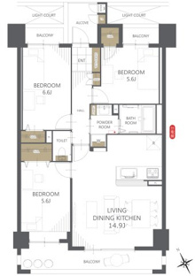 【間取り】アールフォーレ戸畑駅東 