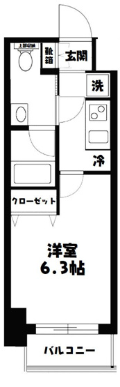 【間取り】 | プレール・ドゥーク目白アベニュー　※1/31退去 | 独立洗面台付きの1K間取り(*^^*)