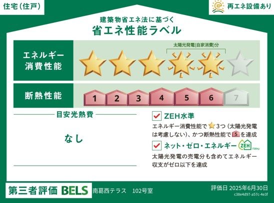 南葛西テラスの省エネ性能ラベル|★住戸ラベル★