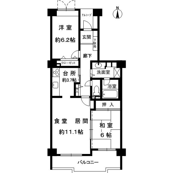 西宮市甲東園３丁目のマンションの間取り