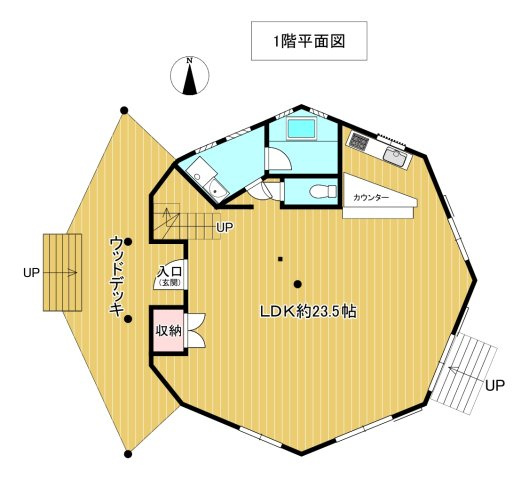 伯耆町小林　中古別荘（アイノピア別荘）の間取り|1階