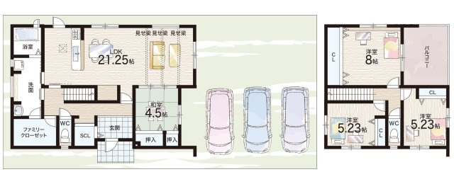 大和高田市西坊城　新築一戸建ての間取り|2号地