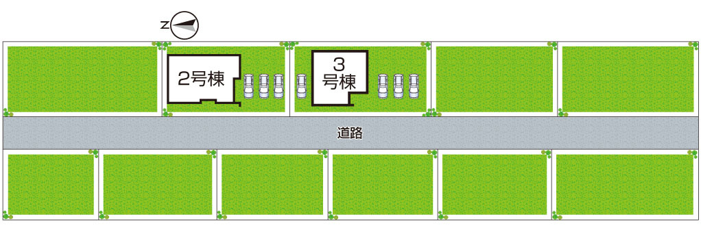 大和高田市西坊城　新築一戸建ての区画図|全5区画
