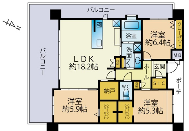 【間取り】 | アースコートディアテラス三ヶ森（C-27）
