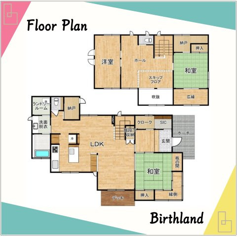 中古戸建・中古住宅　西郷村小田倉　小田倉小学校・西郷第二中学校の間取り|【3SLDK】スキップフロアやリビング吹抜けなど注文住宅ならではの開放感がある間取りです♪