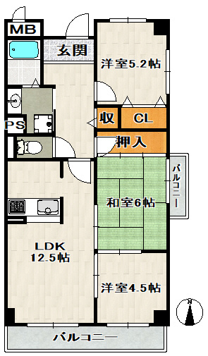 メゾンドール宝塚の間取り