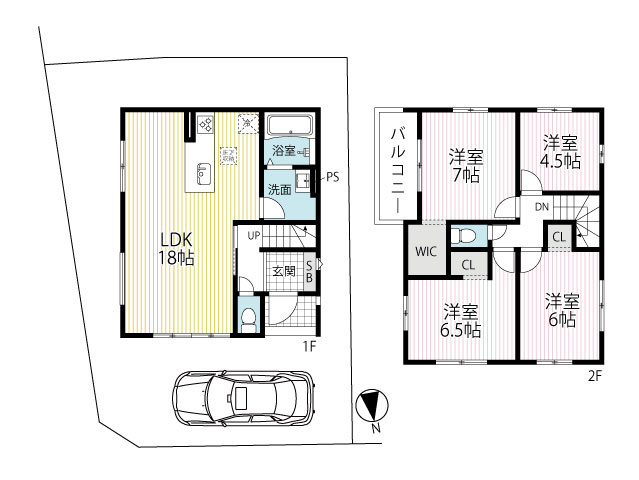 ◆京阪バス『上花山』停まで徒歩６分◆ウォークインクローゼット付き４ＬＤＫ◆角地◆山科区西野楳本町４期の間取り