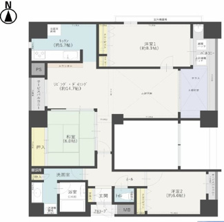 【間取り】 | ル・グランデ北久宝寺 | 3LDK　価格6,480万　専有面積91.51㎡